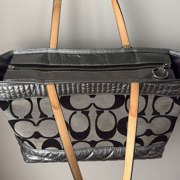 Vintage Coach Signature Metallic Classic Poppy Quilted Canvas Tote G1176‑18676 - Picture 9 of 14